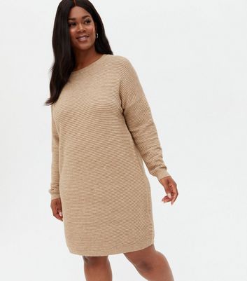 ONLY Curves Camel Knit Long Sleeve ...